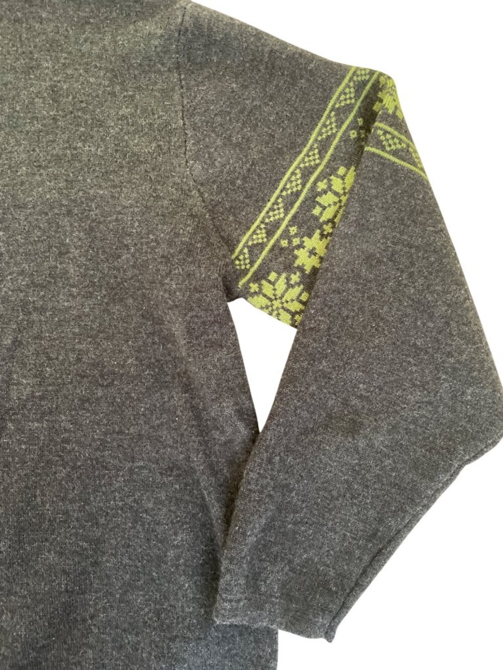 Neve Fair Isle Wool 1/4 Zip Pullover Sweater Nordic Gray Winter Ski Women's XL - Picture 4 of 10